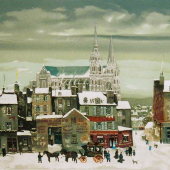 ミッシェル・ドラクロワの絵画作品　タイトルは、雪のノートルダム